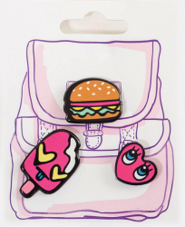 Набор значков &quot;Must have&quot; бургер, сердце, мороженое