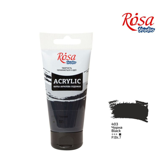Фото - Фарба акрилова, Чорна, 75 мл, ROSA Studio 27655