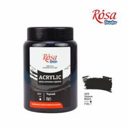 Фарба акрилова, 400 мл,Чорна, ROSA Studio