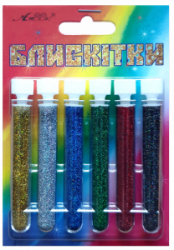 Блискітки НАБіР 12  2гр. 6шт. ГОЛогр. зол+ср+син+зел+черв+асф. А-982  1/12