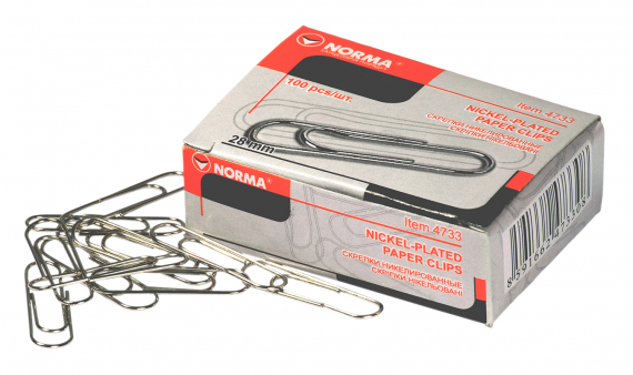 Фото - Скрiпки, 28мм, 100шт., прямi, 4733, NORMA 37207 Фото - Скрiпки, 28мм, 100шт., прямi, 4733, NORMA 37207