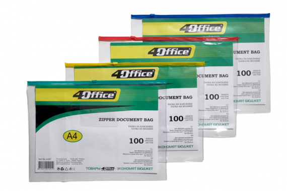 Фото - Папка 4OFFICE на блискавці проз. А4 4-207 (уп.12) 1423 Фото - Папка 4OFFICE на блискавці проз. А4 4-207 (уп.12) 1423