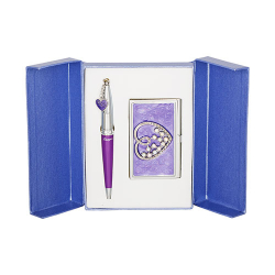 Набір подарунковий &quot;Crystal Heart&quot;: ручка кулькова + візитниця, фіолетовий LANGRES