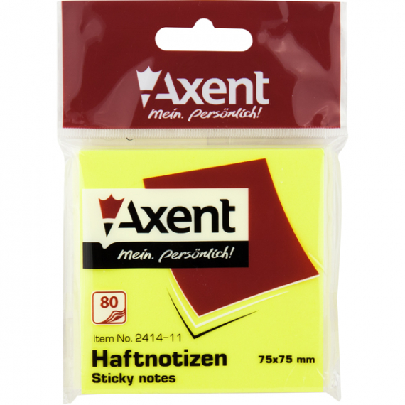 Фото - Блок паперу з клейким шаром 75x75мм,80арк,яскр-жов 38647 Фото - Блок паперу з клейким шаром 75x75мм,80арк,яскр-жов 38647