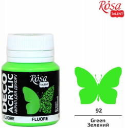 Фото - Фарба акрилова, Зелена, флуоресцентна, 20мл, ROSA TALENT 55698