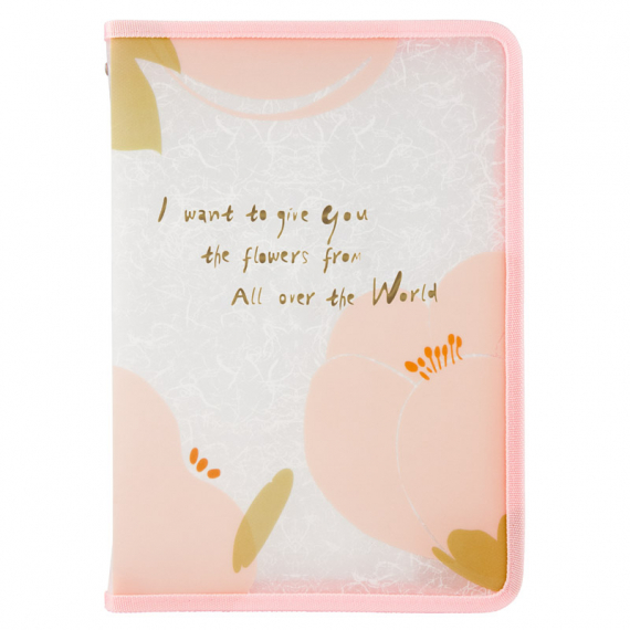 Фото - Папка об'ємна на блискавці, А5+, Fleur, рожева 45433 Фото - Папка об'ємна на блискавці, А5+, Fleur, рожева 45433