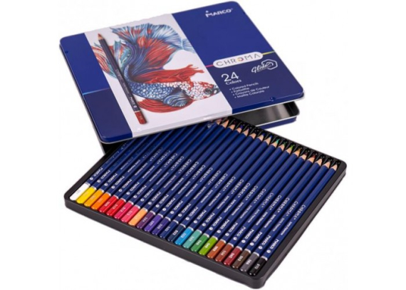 Фото - Олівці MARCO CHROMA 24 кол., шестигр, -СтриженьSP- 3,3mm -8010-24TN ( уп6шт) метал.пенал 55745 Фото - Олівці MARCO CHROMA 24 кол., шестигр, -СтриженьSP- 3,3mm -8010-24TN ( уп6шт) метал.пенал 55745