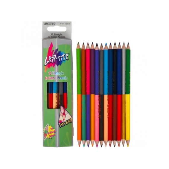Фото - Кольоров. олівці 'MARCO' 12/24 двокол. трикут. 9101-12СВ (уп.12) 9691