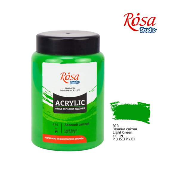 Фото - Фарба акрилова, 400 мл, Зелена світла, ROSA Studio 38795 Фото - Фарба акрилова, 400 мл, Зелена світла, ROSA Studio 38795