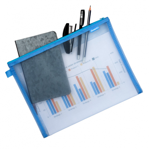 Фото - Папка А4+ на блискавці 1490-А, блакитна 45638 Фото - Папка А4+ на блискавці 1490-А, блакитна 45638