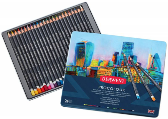 Фото - Набір кольорових олівців Procolour, 24кол. метал. Derwent 57273