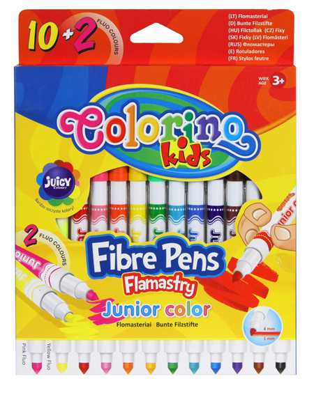 Фото - Фломастери 12 кол.(10+2флюо) JUNIOR COLORINO 28830 Фото - Фломастери 12 кол.(10+2флюо) JUNIOR COLORINO 28830