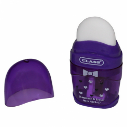 Точилка з конт.+гумка Hearts, фіол. кол., 4828-07, CLASS