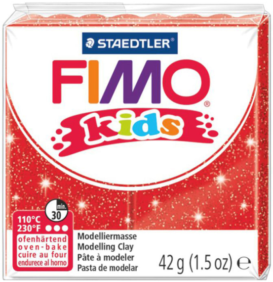 Фото - Пластика Fimo kids, Червона з блискітками, 42г, Fimo 36091