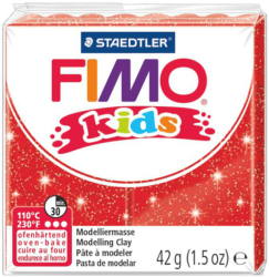 Пластика Fimo kids, Червона з блискітками, 42г, Fimo
