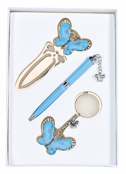 Фото - Набір подарунковий 'Fly': ручка кулькова + брелок + закладка для книг, синій LANGRES 30923 Фото - Набір подарунковий 'Fly': ручка кулькова + брелок + закладка для книг, синій LANGRES 30923