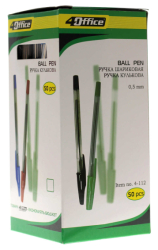 Фото - Ручка кульк., черв., 4-112, 4OFFICE (уп.50) 40947