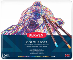 Набір кольорових олівців Coloursoft, 24шт., мет. коробка, Derwent