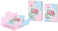 Фото - Блокнот дитячий на замочку в подар.коробочці на магніті 170x125x30mm, 70g, 56 л, совки 36309