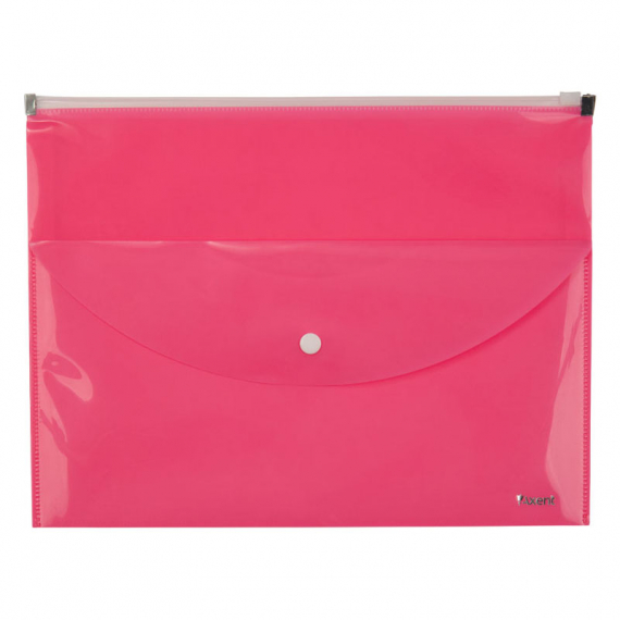Фото - Папка-конверт, zip-lock, 2 відділення, A4, рожева 36696 Фото - Папка-конверт, zip-lock, 2 відділення, A4, рожева 36696