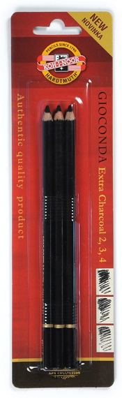 Фото - Олівець художній Gioconda, вугілля екстра,набір 3шт BL 53151 Фото - Олівець художній Gioconda, вугілля екстра,набір 3шт BL 53151