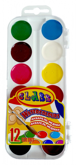 Фото - Фарби  акв., медов., 12 кол., пласт. кор., 7616, CLASS 40647