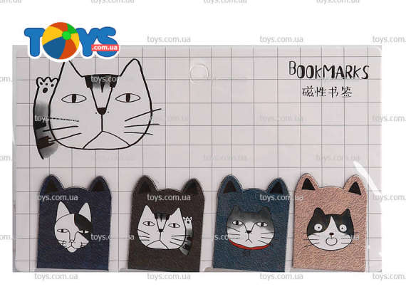 Фото - Закладки для книг магнитні, фігурні 4 шт котики 62529 Фото - Закладки для книг магнитні, фігурні 4 шт котики 62529