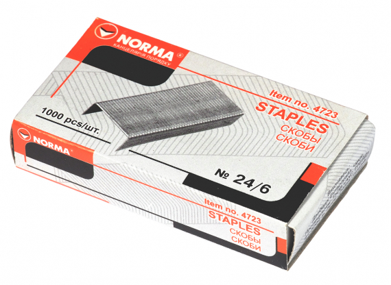 Фото - Скоби д/степлеру,24/6, 1000шт., 4723, NORMA 37186 Фото - Скоби д/степлеру,24/6, 1000шт., 4723, NORMA 37186