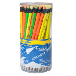 Фото - Олівець графітовий NEON НВ, неоновий, з гумкою, туба 63232