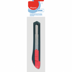 Ніж канцелярський START 18мм, пласт. корпус, мех. фіксатор леза, сірий з червоним