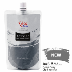 Фарба акрилова,200 мл, Сіра темна, ROSA Studio