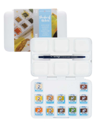 Набір акварельних фарб, VAN GOGH, Pocket box SHADES OF NATURE, 12 кювет+пензлик, пластик, Royal Tale