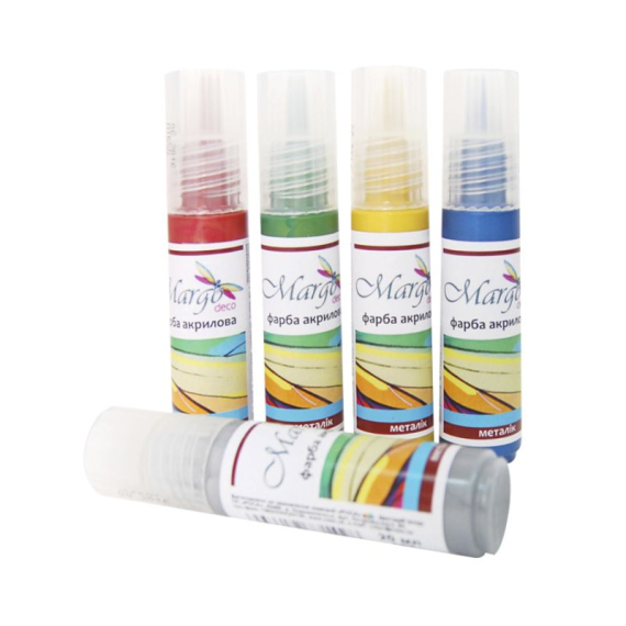 Фото - Фарба акрилова, Срібна, металік, 20 мл, Margo 37641 Фото - Фарба акрилова, Срібна, металік, 20 мл, Margo 37641