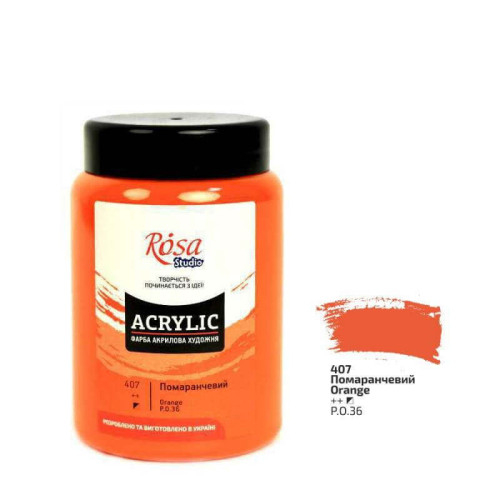 Фото - Фарба акрилова, 400 мл, Помаранчева, ROSA Studio 58217 Фото - Фарба акрилова, 400 мл, Помаранчева, ROSA Studio 58217