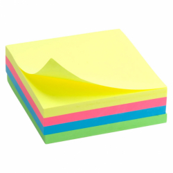 Фото - Блок паперу з клейким шаром75x75мм,250арк,неон.куб 41554