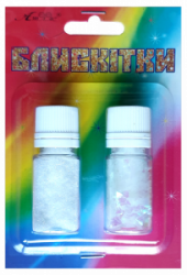 Фото - Блискітки НАБіР 24  7+3гр. 2шт. ГОЛогр.білий+мультікол  А-994  1/12 36380