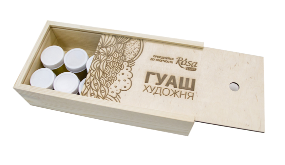 Фото - Набір гуашевих фарб CLASSIC, 12*40мл, дерев’яний пенал, ROSA Studio 24207