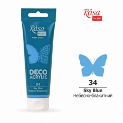Акрил для декору, 34 Небесно-блакитний, матовий, 75мл, ROSA TALENT