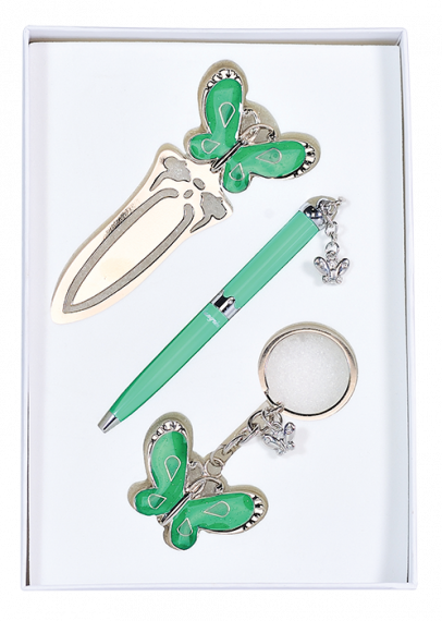 Фото - Набір подарунковий 'Fly': ручка кулькова + брелок + закладка для книг, зелений LANGRES 30924 Фото - Набір подарунковий 'Fly': ручка кулькова + брелок + закладка для книг, зелений LANGRES 30924