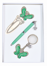 Набір подарунковий &quot;Fly&quot;: ручка кулькова + брелок + закладка для книг, зелений LANGRES