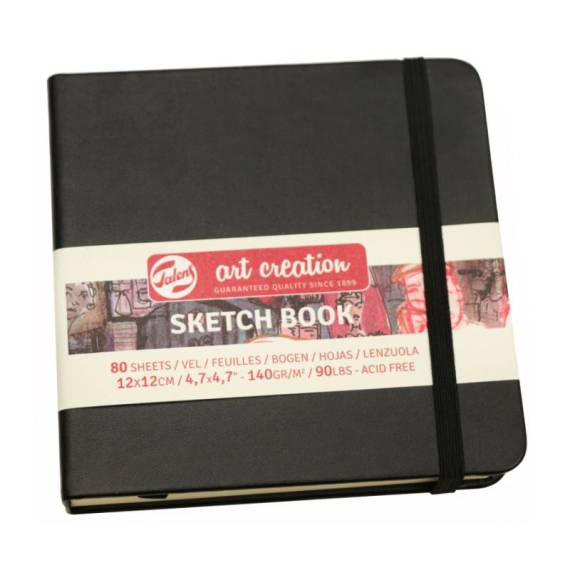 Фото - Блокнот для графіки Talens Art Creation 140г/м, 12х12см, 80л, чорний, Royal Talens 54180