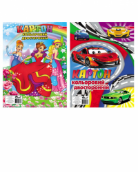 Картон кольор. двустор. А4 СУПЕР, 8 кольор., 8 листів, блок папір 170 г/м2, пакет з європ. (уп.30)