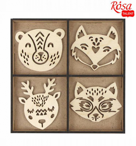 Фото - Набір заготовок „Лісові звірі“, фанера, 13х13см, 12шт, ROSA TALENT 50082 Фото - Набір заготовок „Лісові звірі“, фанера, 13х13см, 12шт, ROSA TALENT 50082