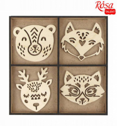 Набір заготовок „Лісові звірі“, фанера, 13х13см, 12шт, ROSA TALENT