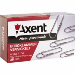 Скріпки з загином нікельовані, 28 мм 100 шт уп.20