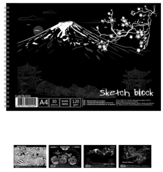 Фото - Альбом для малювання на спір., 30 арк. 120 г/м A4, чорний папір, BL4130 (уп.5) 35441 Фото - Альбом для малювання на спір., 30 арк. 120 г/м A4, чорний папір, BL4130 (уп.5) 35441