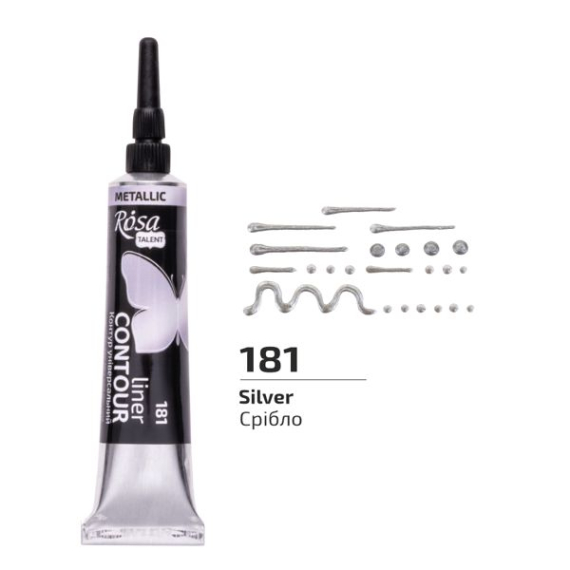 Фото - Контур універсальний, Срібло, 20 мл, ROSA Talent 63967 Фото - Контур універсальний, Срібло, 20 мл, ROSA Talent 63967