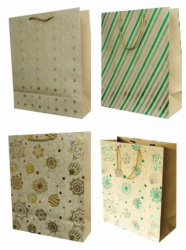 Пакет паперовий 26х32х12 см, диз. GB-2059,GB-2060,GB-2061,GB-2062 крафт, фольга НГ