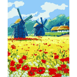 Набір, картина за номерами &quot;Млини у полі&quot;, 40*50 см., SANTI