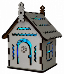 Эл.Будинок №  4/1 МДФ біл,світло 3х кольор,Швидк,сенс.вмик. Е-004